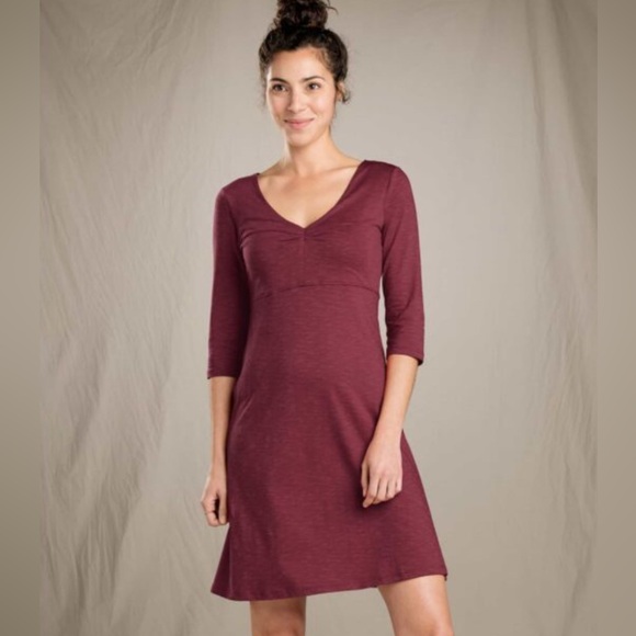 Toad&Co Dresses & Skirts - Toad&Co Rosalinda Jersey Knit Dress Organic Cotton Tencel V-Neck XS
